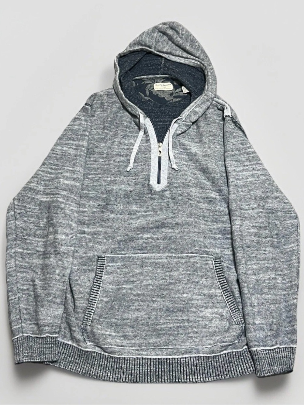 Tommy Bahama Relax Hoodie Pullover Knit Baja Blue White XL Mens Beach Sweater